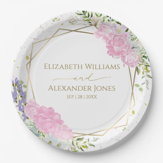 Frühlingsdruckplatte Pastell Wildblume Pappteller (Vorderseite)