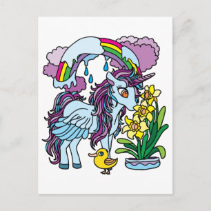 Frühlingsdüdel und Einhorn Postkarte