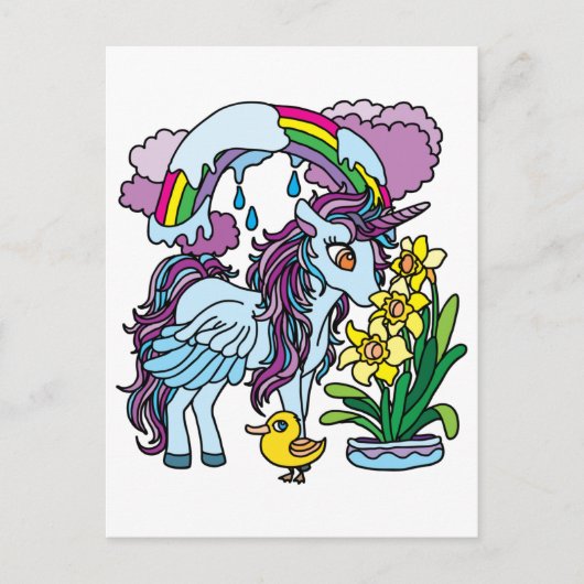 Frühlingsdüdel und Einhorn Postkarte (Vorderseite)