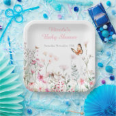 Frühlingsdusche aus tiefrosa Schmetterling Pappteller (Party)