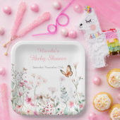 Frühlingsdusche aus tiefrosa Schmetterling Pappteller (Party)