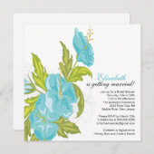 Frühlingsdusche Blumendusche Einladung Türkis (Vorne/Hinten)