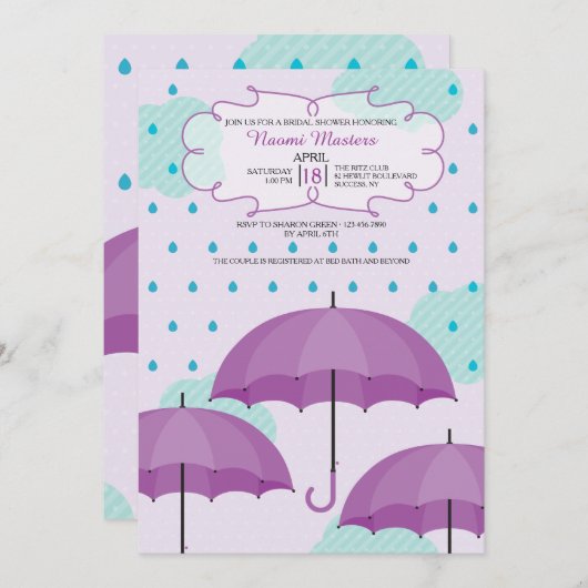 Frühlingsduschen Brautparty Einladung (Vorne/Hinten)