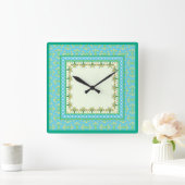 Frühlingsdüster an der Grenze und Polka Dots Wall Quadratische Wanduhr (Zuhause)