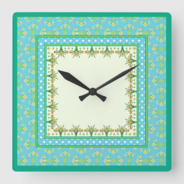 Frühlingsdüster an der Grenze und Polka Dots Wall  Quadratische Wanduhr