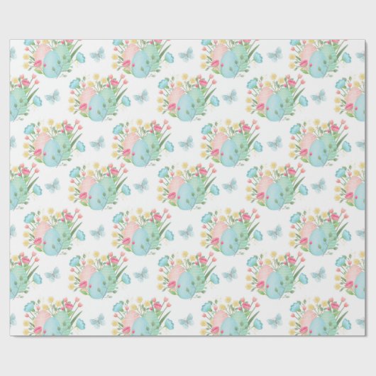 Frühlingseier, Blume, Schmetterlinge Geschenkpapier (Flach)