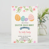 Frühlingseier jagen Geburtstagseinladung Einladung (Stehend Vorderseite)