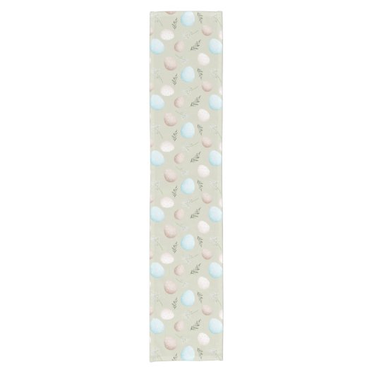 Frühlingseier Pastel Green Oaster Linen Tischläufe Kurzer Tischläufer (Vorderseite)