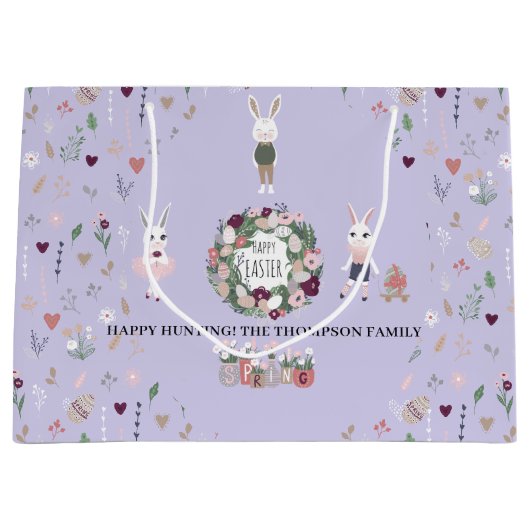 Frühlingseier Sonnige Wildblumen Personalisiert Os Große Geschenktüte (Vorderseite)