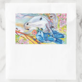 Frühlingseinhorn und Jay Rechteckiger Aufkleber (Tasche)