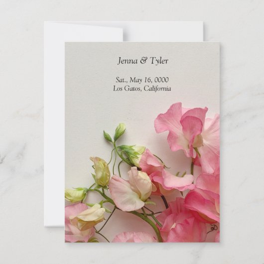 Frühlingserbse in Rosa Save The Date (Rückseite)