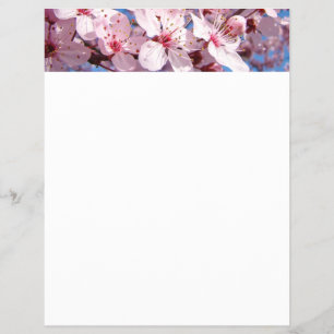 Frühlingserie Flyer Papier Pink Tree Blüten Blauer