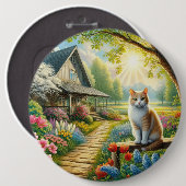 Frühlingserie Hütte/Garten & Katze Button (Vorne & Hinten)
