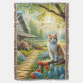 Frühlingserie Hütte/Garten & Katze Decke (Vorderseite Vertikal)