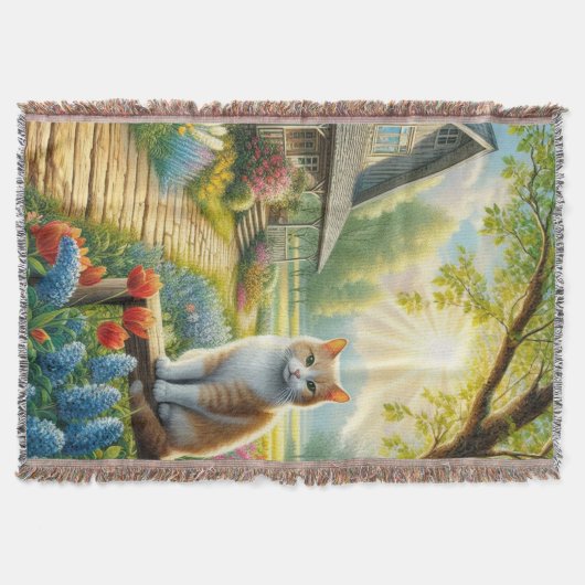 Frühlingserie Hütte/Garten & Katze Decke (Vorderseite)