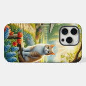 Frühlingserie Hütte/Garten & Katze iPhone Hülle (Rückseite (Horizontal))