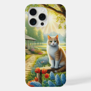 Frühlingserie Hütte/Garten & Katze iPhone 15 Pro Max Hülle