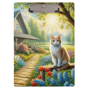 Frühlingserie Hütte/Garten & Katze Klemmbrett