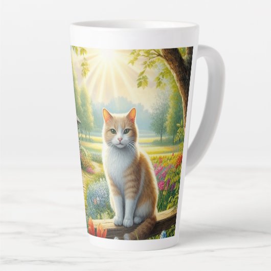 Frühlingserie Hütte/Garten & Katze Milchtasse (Rechte Ecke)