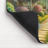 Frühlingserie Hütte/Garten & Katze Mousepad (Ecke)