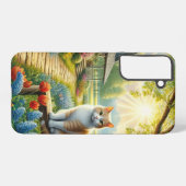 Frühlingserie Hütte/Garten & Katze Samsung Galaxy Hülle (Rückseite (Horizontal))