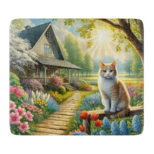 Frühlingserie Hütte/Garten & Katze Schneidebrett