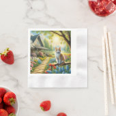 Frühlingserie Hütte/Garten & Katze Serviette (Beispiel)