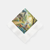 Frühlingserie Hütte/Garten & Katze Serviette (Ecke)