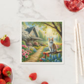 Frühlingserie Hütte/Garten & Katze Serviette (Beispiel)
