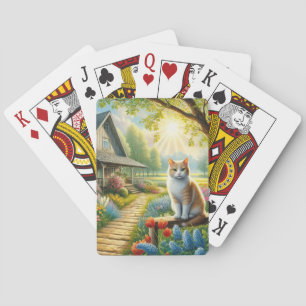 Frühlingserie Hütte/Garten & Katze Spielkarten