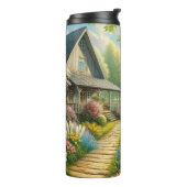 Frühlingserie Hütte/Garten & Katze Thermosbecher (Nach links gedreht)