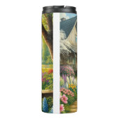 Frühlingserie Hütte/Garten & Katze Thermosbecher (Rückseite)