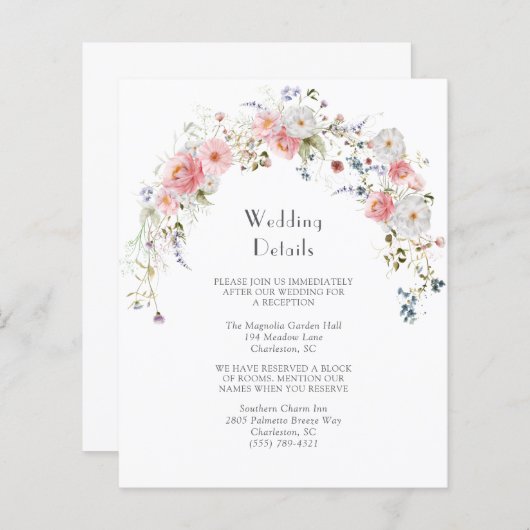 Frühlingserie Wildblumen Rosa Weiße Hochzeiten Det (Vorne/Hinten)