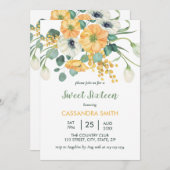 Frühlingserlebnis Orange & White Anemone Geburtsta Einladung (Vorne/Hinten)