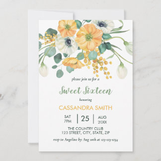 Frühlingserlebnis Orange & White Anemone Geburtsta Einladung