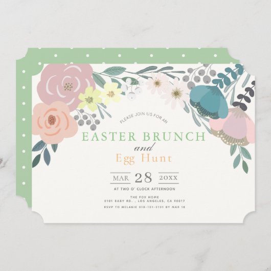 Frühlingserlebnis Ostern Brunch & Eierjagd Einladung (Vorne/Hinten)