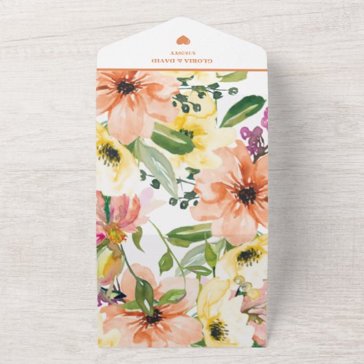 Frühlingserregung Orange Floral Träne aus All In One Einladung (Außenbereich)