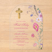 Frühlingserste Wildblumen Erste Kommune Acryleinladungen (Vorderseite)