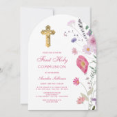 Frühlingserste Wildblumen Erste Kommune Einladung (Vorderseite)