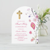 Frühlingserste Wildblumen Erste Kommune Einladung (Stehend Vorderseite)