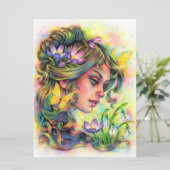 Frühlingserwachen Fee Fower Fantasy Woman Art Card (Stehend Vorderseite)
