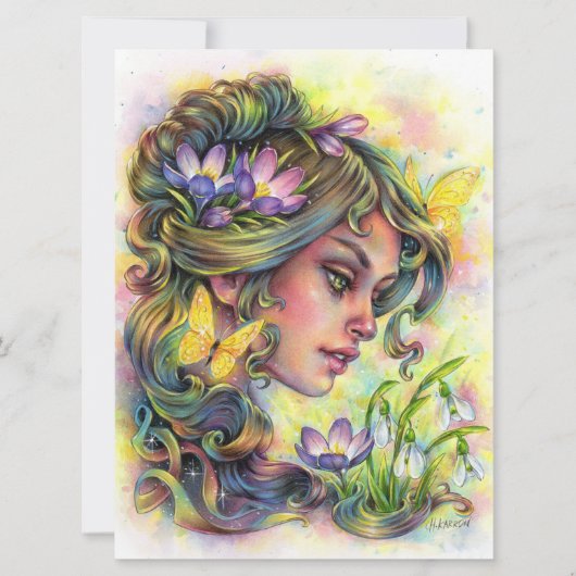 Frühlingserwachen Fee Fower Fantasy Woman Art Card (Vorderseite)