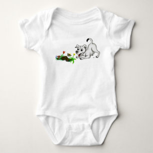 Frühlingserwachen, Welpe mit Schmetterling Baby Strampler