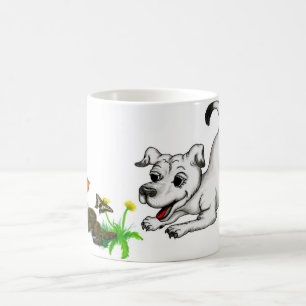 Frühlingserwachen, Welpe mit Schmetterling Kaffeetasse