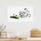 Frühlingserwachen, Welpe mit Schmetterling Poster (Küche)