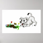Frühlingserwachen, Welpe mit Schmetterling Poster (Vorne)