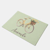 Frühlingsfahrrad Gelbe Daffodien auf Grün Fußmatte (Schrägansicht)