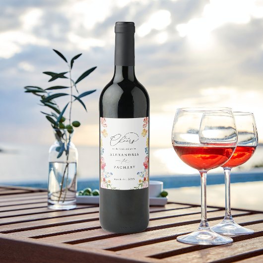 Frühlingsfarbe Florals Weinetikett