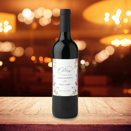 Frühlingsfarbe Florals Weinetikett