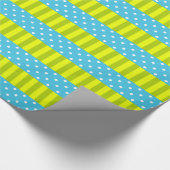 Frühlingsfarben Blau und Grüne Streifen Polka Punk Geschenkpapier (Ecke)
